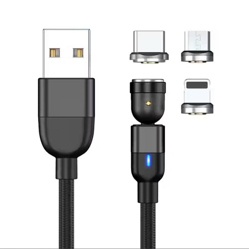 540° Rotatable 3 in 1 Magnetic Cable 3A Data Fast Charging_0